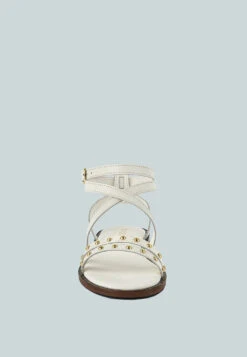 CORRIANE Studs Embellishment Off White Strappy Sandals -Her Shoe World CORRIANEStudsEmbellishmentOffWhiteStrappySandals RCSH4093 OFFWHITE 2