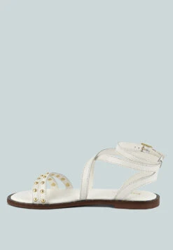 CORRIANE Studs Embellishment Off White Strappy Sandals -Her Shoe World CORRIANEStudsEmbellishmentOffWhiteStrappySandals RCSH4093 OFFWHITE 3