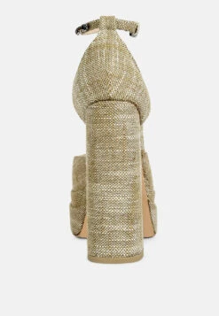 COSETTE Diamante Embellished Ankle Strap High Block Heel Sandals In Beige 15 COSETTE Diamante Embellished Ankle Strap High Block Heel Sandals In Beige -Her Shoe World COSETTEDiamanteEmbellishedAnkleStrapHighBlockHeelSandalsinBeige rcsh4185 beige 7