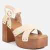 CRISTINA Cross Strap Embellished Heels In Beige -Her Shoe World CRISTINACrossStrapEmbellishedHeelsinBeigeRCSH4210Beige 2