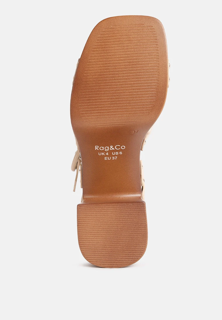 CRISTINA Cross Strap Embellished Heels In Beige 9 CRISTINA Cross Strap Embellished Heels In Beige - Image 7