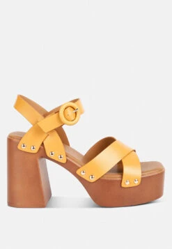CRISTINA Cross Strap Embellished Heels In Light Tan