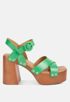 CRISTINA Cross Strap Embellished Heels In Green -Her Shoe World CRISTINACrossStrapEmbellishmentheelsinGreenRCSH4210Green 2