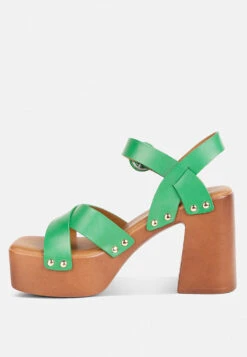 CRISTINA Cross Strap Embellished Heels In Green -Her Shoe World CRISTINACrossStrapEmbellishmentheelsinGreenRCSH4210Green 6