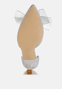 Cadell Bow Detail Satin Sandals -Her Shoe World CadellBowDetailSatinSandalsRCSH5114SILVER 3