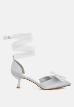 Cadell Bow Detail Satin Sandals -Her Shoe World CadellBowDetailSatinSandalsRCSH5114SILVER 5