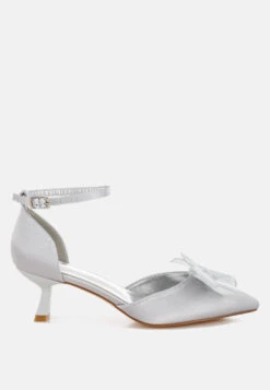 Cadell Bow Detail Satin Sandals -Her Shoe World CadellBowDetailSatinSandalsRCSH5114SILVER 7