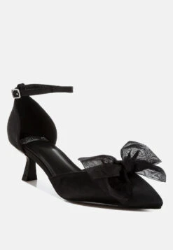 Cadell Bow Detail Satin Sandals -Her Shoe World Cadell Bow Detail Satin Sandals RCSH5114 BLACK 8