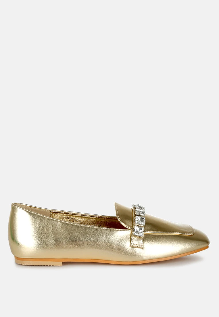 Celosia Metallic Diamante Strap Loafers 3 Celosia Metallic Diamante Strap Loafers