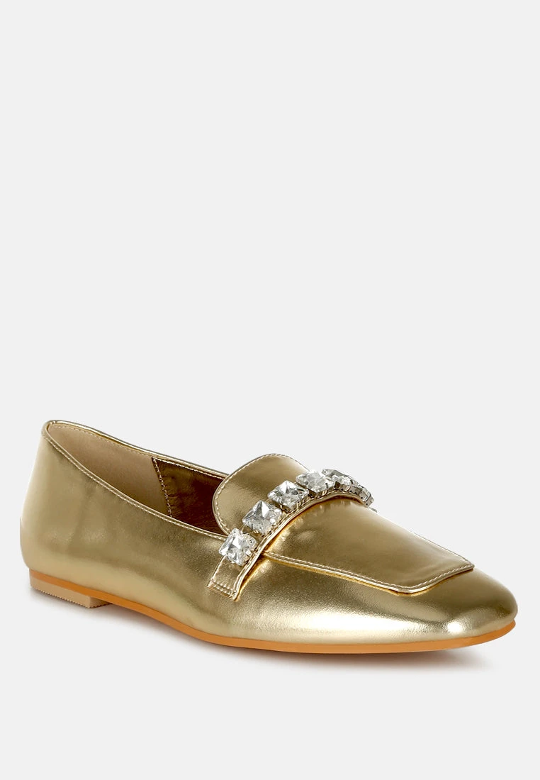 Celosia Metallic Diamante Strap Loafers 4 Celosia Metallic Diamante Strap Loafers - Image 2