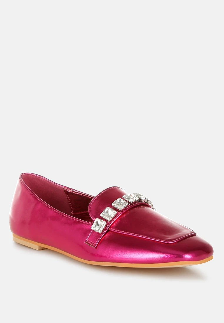 Celosia Metallic Diamante Strap Loafers 10 Celosia Metallic Diamante Strap Loafers - Image 8