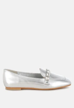 Celosia Metallic Diamante Strap Loafers 38 Celosia Metallic Diamante Strap Loafers -Her Shoe World Celosia Metallic Diamante Strap Loafers RCSH4971 SILVER 3