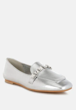 Celosia Metallic Diamante Strap Loafers 39 Celosia Metallic Diamante Strap Loafers -Her Shoe World Celosia Metallic Diamante Strap Loafers RCSH4971 SILVER 5