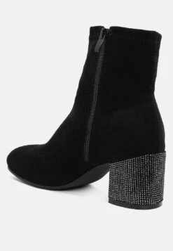 Chena Rhinestones Embellished Block Heel Boots 31 Chena Rhinestones Embellished Block Heel Boots -Her Shoe World Chena Rhinestones Embellished Block Heel Boots RCSH5298 BLACK 8
