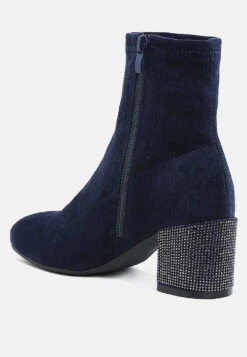 Chena Rhinestones Embellished Block Heel Boots 25 Chena Rhinestones Embellished Block Heel Boots -Her Shoe World Chena Rhinestones Embellished Block Heel Boots RCSH5298 NAVY 8