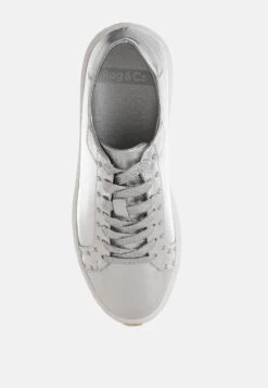 Cincinati Metallic Pleather Chunky Sneakers 19 Cincinati Metallic Pleather Chunky Sneakers -Her Shoe World Cincinati Metallic Pleather Chunky Sneakers RCSH5637 SILVER 3