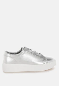 Cincinati Metallic Pleather Chunky Sneakers 16 Cincinati Metallic Pleather Chunky Sneakers -Her Shoe World Cincinati Metallic Pleather Chunky Sneakers RCSH5637 SILVER 5