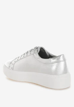 Cincinati Metallic Pleather Chunky Sneakers 18 Cincinati Metallic Pleather Chunky Sneakers -Her Shoe World Cincinati Metallic Pleather Chunky Sneakers RCSH5637 SILVER 8
