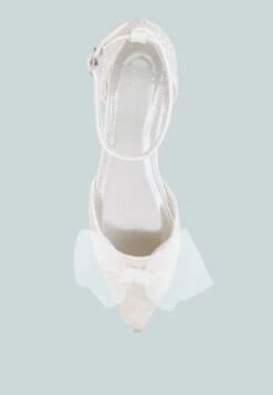 Clarice Sheer Bow Detail Glitter Flat Sandals -Her Shoe World ClariceSheerBowDetailGlitterFlatSandalsRCSH5113WHITE 5 3ae6ff5c 3181 4c63 8d3a 71304d40f208