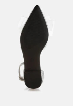Clarice Sheer Bow Detail Glitter Flat Sandals -Her Shoe World Clarice Sheer Bow Detail Glitter Flat Sandals RCSH5113 SILVER 3