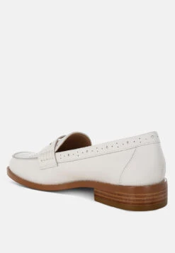 Clotilda Perforated Low Heel Loafers 15 Clotilda Perforated Low Heel Loafers -Her Shoe World Clotilda Perforated Low Heel Loafers RCSH5388 OFF WHITE 2