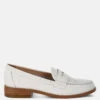 Clotilda Perforated Low Heel Loafers -Her Shoe World Clotilda Perforated Low Heel Loafers RCSH5388 OFF WHITE 8