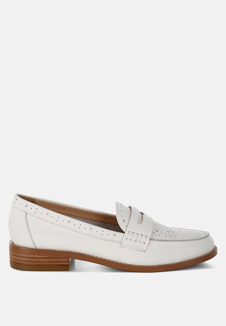Clotilda Perforated Low Heel Loafers 3 Clotilda Perforated Low Heel Loafers