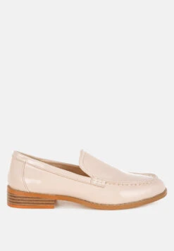 Corleone Pleather Stacked Heel Loafers -Her Shoe World CorleonePleatherStackedHeelLoafersRCSH5607BEIGE 6