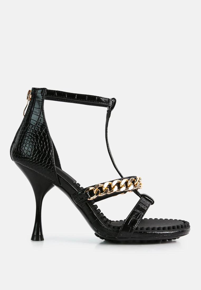 DAKOTA Metal Chain Embellishment Sandals In Black 5 DAKOTA Metal Chain Embellishment Sandals In Black - Image 3