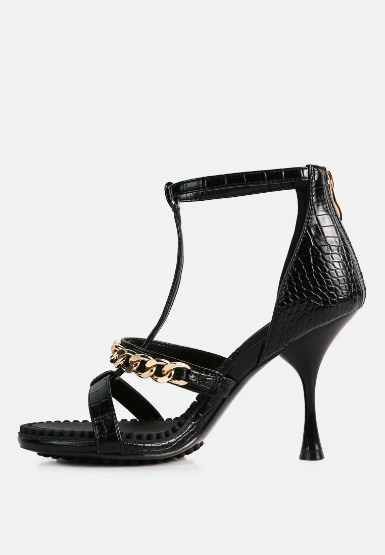DAKOTA Metal Chain Embellishment Sandals In Black 7 DAKOTA Metal Chain Embellishment Sandals In Black - Image 5