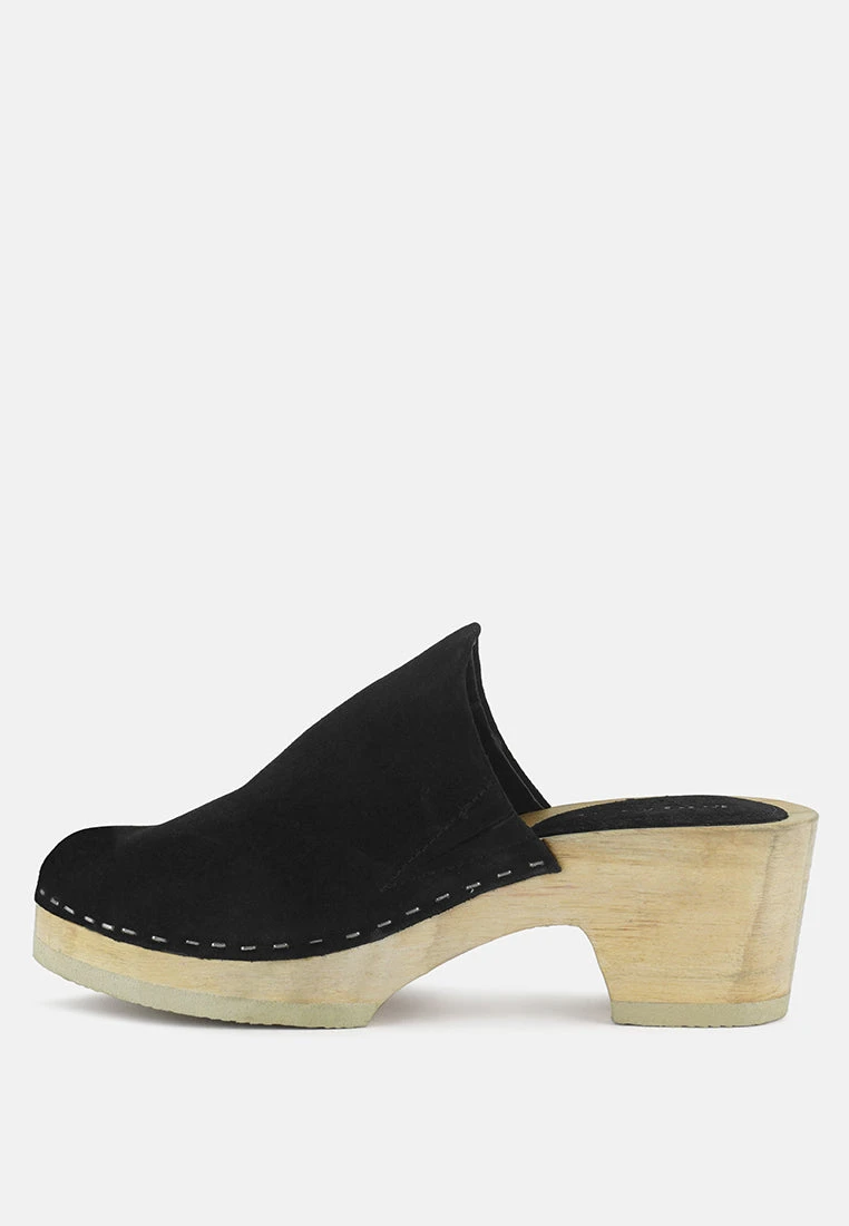 DARCIE Black Suede Clogs 6 DARCIE Black Suede Clogs - Image 4