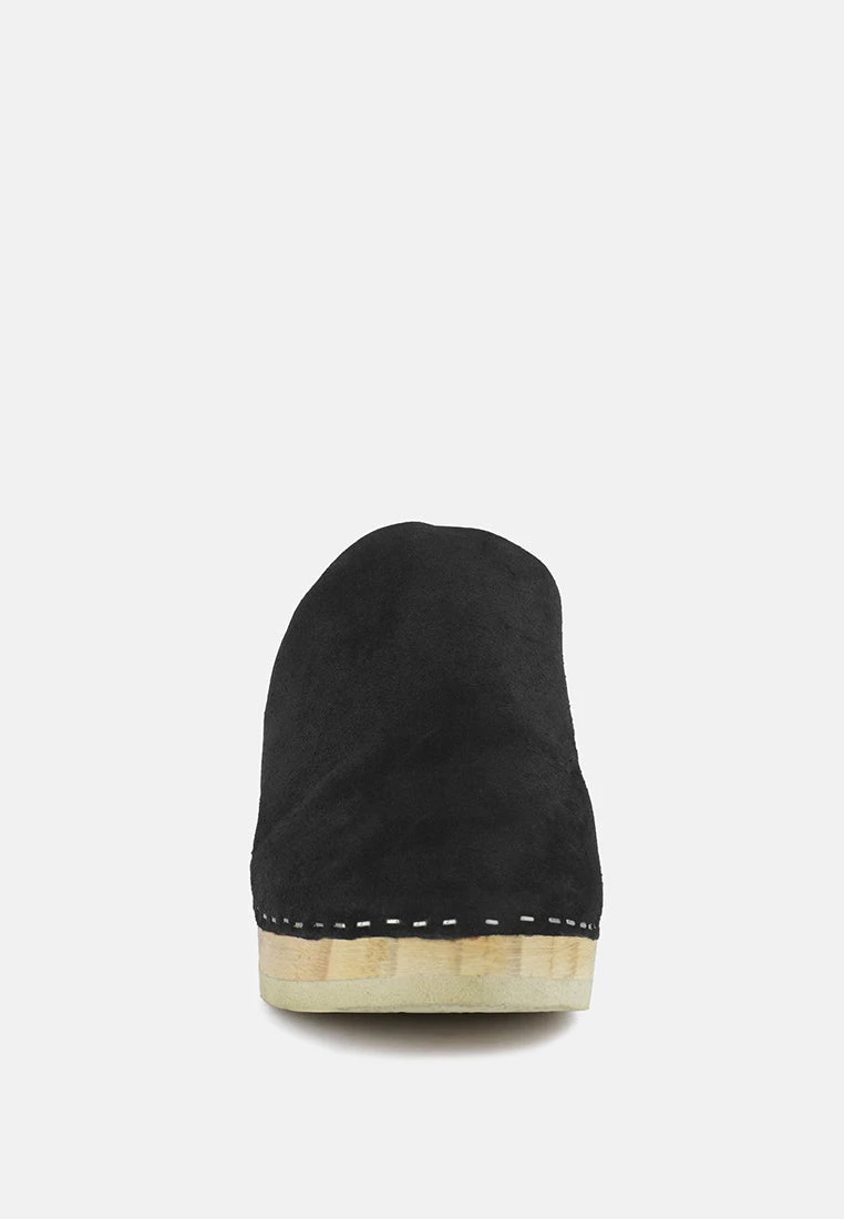 DARCIE Black Suede Clogs 5 DARCIE Black Suede Clogs - Image 3