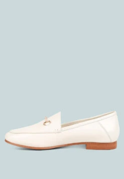 DARETH Horsebit Flat Heel Loafers In Off White -Her Shoe World DARETHHorsebitFlatHeelLoafersinOffWhiteRCSH4076OffWhite 4