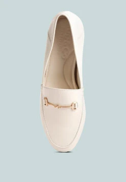 DARETH Horsebit Flat Heel Loafers In Off White -Her Shoe World DARETHHorsebitFlatHeelLoafersinOffWhiteRCSH4076OffWhite 9