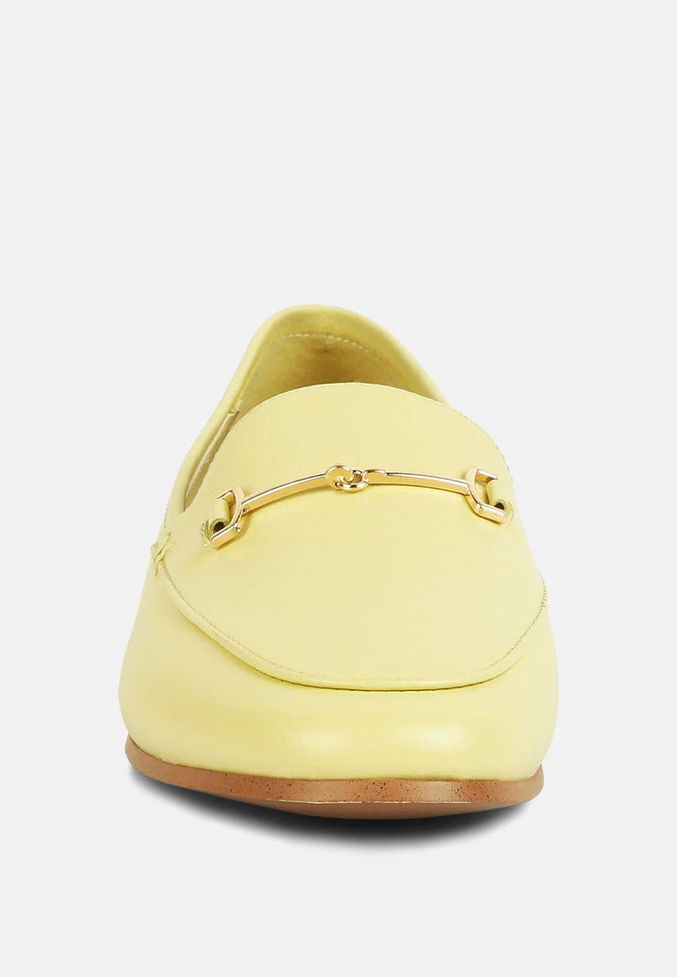 DARETH Horsebit Flat Heel Loafers In Yellow 5 DARETH Horsebit Flat Heel Loafers In Yellow - Image 3