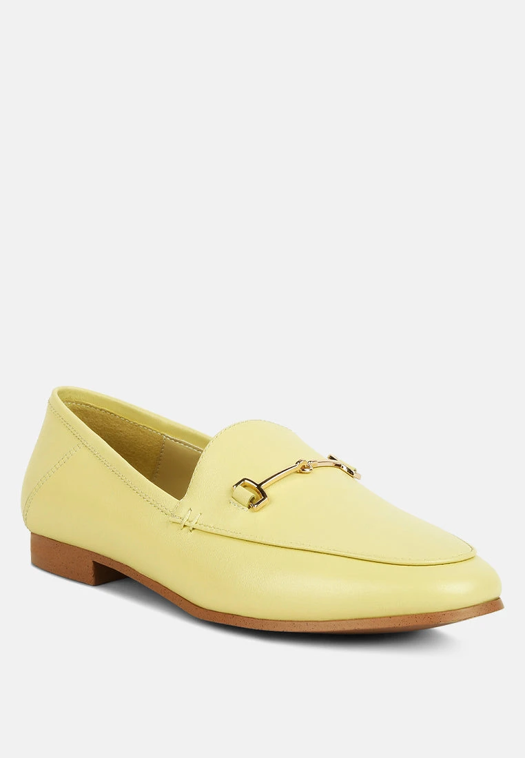 DARETH Horsebit Flat Heel Loafers In Yellow 3 DARETH Horsebit Flat Heel Loafers In Yellow