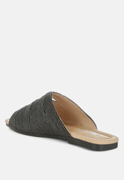 Daisy Doe Raffia Square Toe Flats -Her Shoe World Daisy Doe Raffia Square Toe Flats RCSH5615 BLACK 2