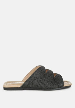 Daisy Doe Raffia Square Toe Flats -Her Shoe World Daisy Doe Raffia Square Toe Flats RCSH5615 BLACK 6