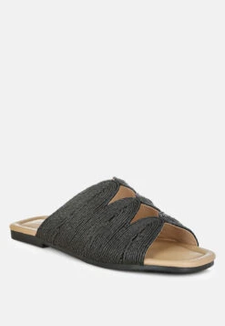 Daisy Doe Raffia Square Toe Flats -Her Shoe World Daisy Doe Raffia Square Toe Flats RCSH5615 BLACK 7