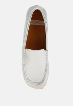 Dama Metallic Pleather Loafers -Her Shoe World DamaMetallicPleatherLoafersRCSH5121SILVER 2