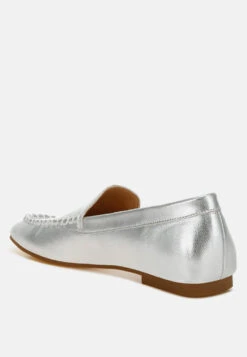 Dama Metallic Pleather Loafers -Her Shoe World DamaMetallicPleatherLoafersRCSH5121SILVER 9