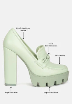 CORINNE Green Chain Embellished Chunky Loafers 15 CORINNE Green Chain Embellished Chunky Loafers -Her Shoe World Detail 7fb95f99 651b 46b7 b085 b73c44513376