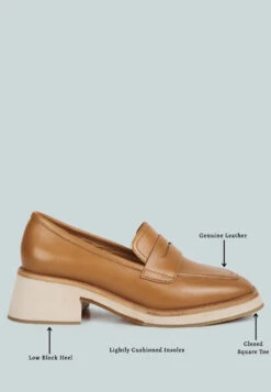 MOORE Lead Lady Loafers In Tan -Her Shoe World Ditels