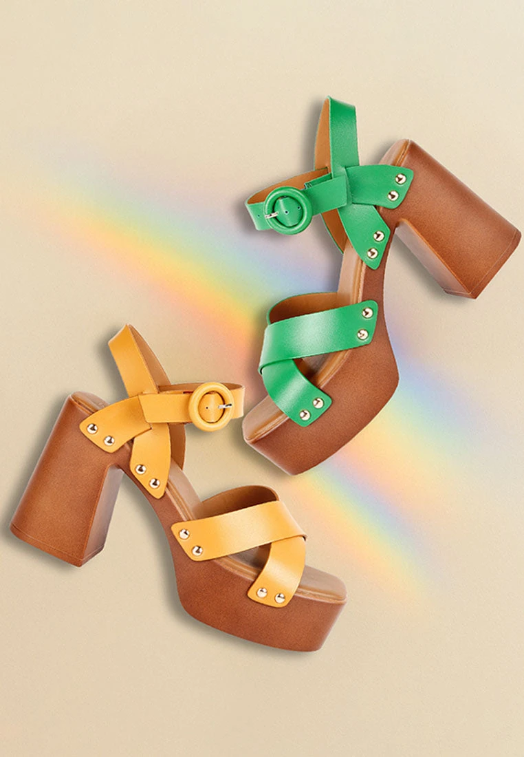 CRISTINA Cross Strap Embellished Heels In Light Tan 4 CRISTINA Cross Strap Embellished Heels In Light Tan - Image 2