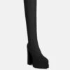 CYBER-PUNK High Platform Long Boots In Black 1 CYBER-PUNK High Platform Long Boots In Black -Her Shoe World DoubleDeckerPlatformKneeLengthBoots RCSH3440 Black 2