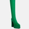 CYBER-PUNK High Platform Long Boots In Green -Her Shoe World DoubleDeckerPlatformKneeLengthBoots RCSH3440 Green 6