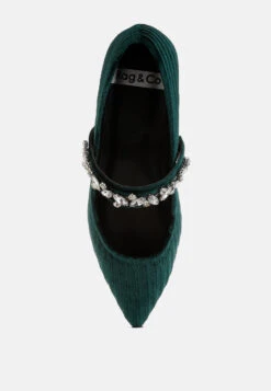 Dresden Diamante Brooch Velvet Ballerinas -Her Shoe World Dresden Diamante Brooch Velvet Ballerinas RCSH5303 GREEN 3 a4cd532a 5ed4 403e 8cfe cc1277a08b99
