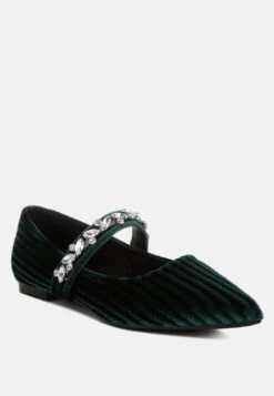 Dresden Diamante Brooch Velvet Ballerinas -Her Shoe World Dresden Diamante Brooch Velvet Ballerinas RCSH5303 GREEN 6 484ceb05 3463 4c37 b595 8192a5bd7062