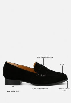 Durance Studded Genuine Suede Loafers 28 Durance Studded Genuine Suede Loafers -Her Shoe World Durance Studded Suede Loafers RCSH4844 black 1 105a9ac9 93fe 4875 acf4 0a73facadfeb