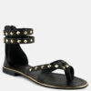 EMMETH Studs Embellished Black Flat Gladiator Sandals -Her Shoe World EMMETHStudsEmbellishedBlackFlatGladiatorSandals RCSH4105 black 1